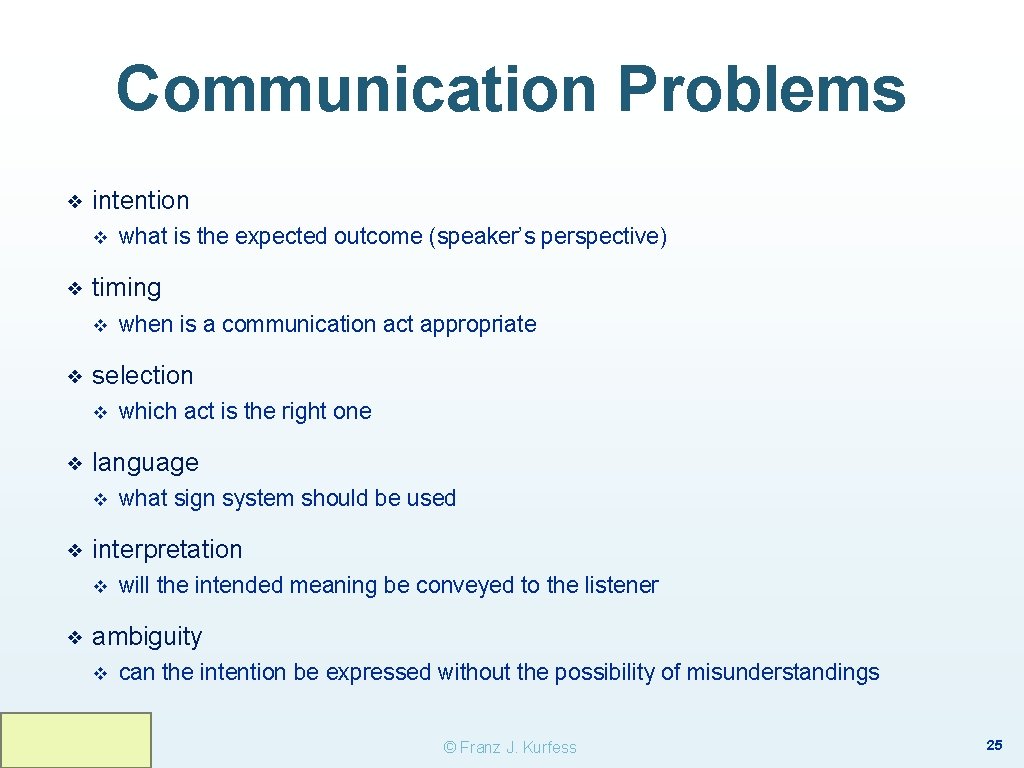 Communication Problems ❖ intention v ❖ timing v ❖ what sign system should be Communication Problems ❖ intention v ❖ timing v ❖ what sign system should be