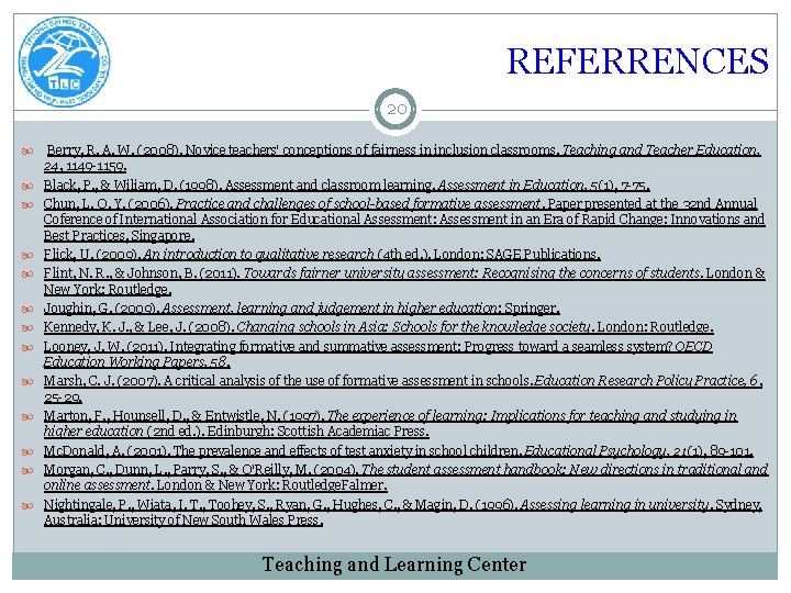 REFERRENCES 20 Berry, R. A. W. (2008). Novice teachers' conceptions of fairness in inclusion