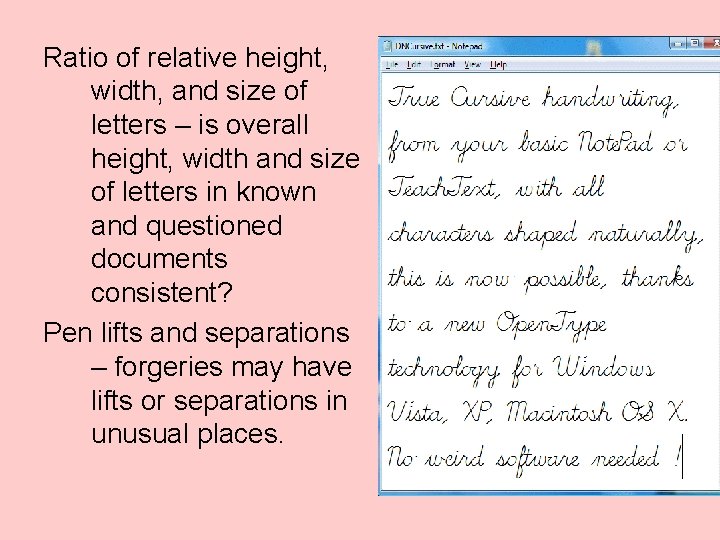 Ratio of relative height, width, and size of letters – is overall height, width