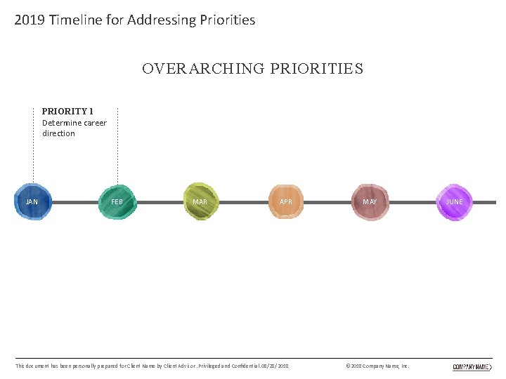 2019 Timeline for Addressing Priorities OVERARCHING PRIORITIES PRIORITY 1 Determine career direction JAN PRIORITY