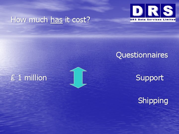 How much has it cost? Questionnaires £ 1 million Support Shipping 