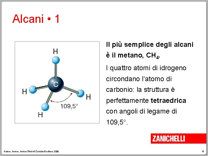 Alcani • 1 Il più semplice degli alcani è il metano, CH 4. I