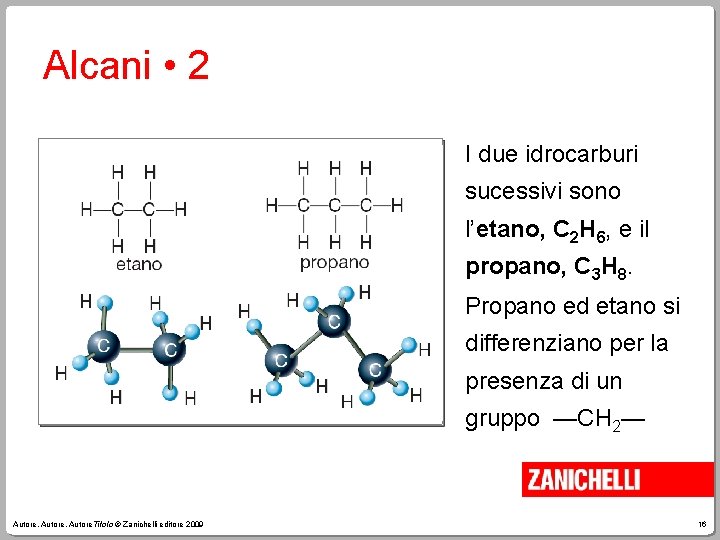 Alcani • 2 I due idrocarburi sucessivi sono l’etano, C 2 H 6, e