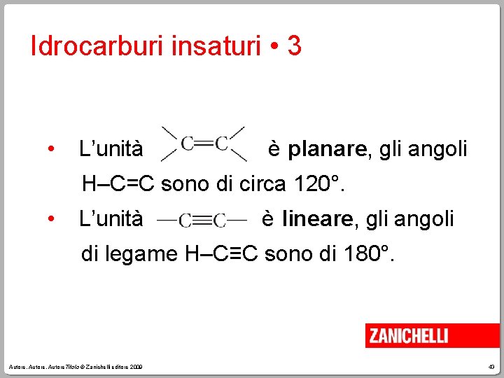 Idrocarburi insaturi • 3 • L’unità è planare, gli angoli H–C=C sono di circa