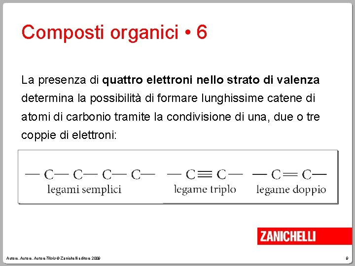 Composti organici • 6 La presenza di quattro elettroni nello strato di valenza determina
