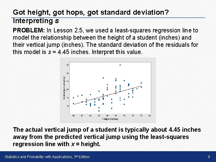 Got height, got hops, got standard deviation? Interpreting s PROBLEM: In Lesson 2. 5,