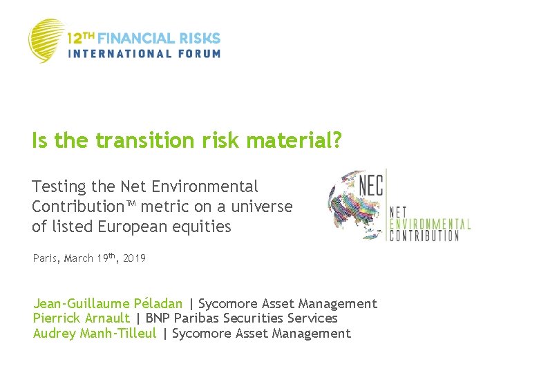 Is the transition risk material? Testing the Net Environmental Contribution™ metric on a universe