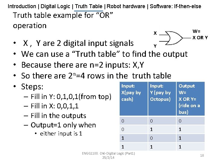 Introduction | Digital Logic | Truth Table | Robot hardware | Software: If-then-else Truth