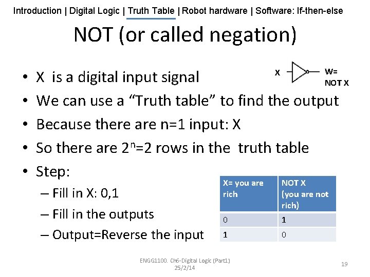 Introduction | Digital Logic | Truth Table | Robot hardware | Software: If-then-else NOT