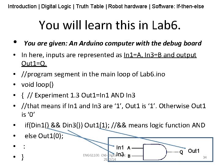 Introduction | Digital Logic | Truth Table | Robot hardware | Software: If-then-else You