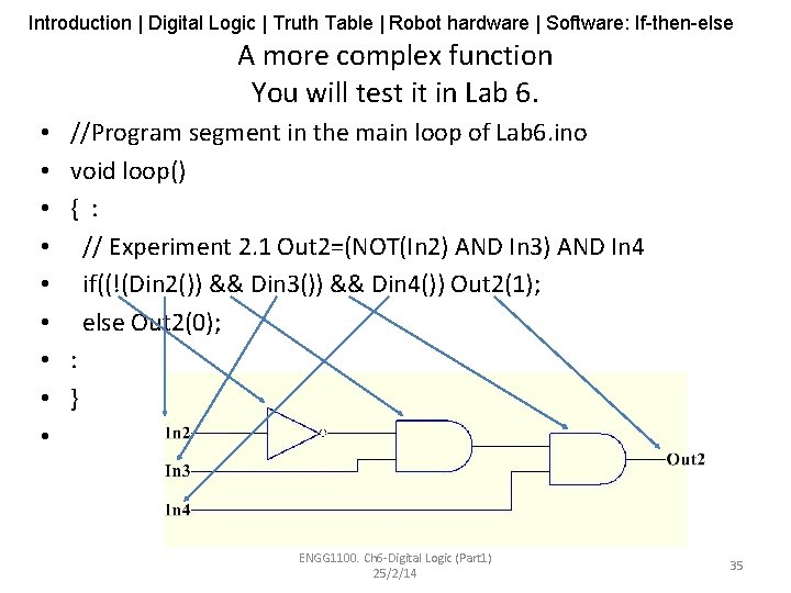 Introduction | Digital Logic | Truth Table | Robot hardware | Software: If-then-else A