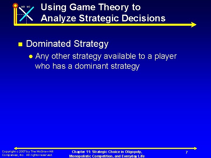 MB MC n Using Game Theory to Analyze Strategic Decisions Dominated Strategy l Any