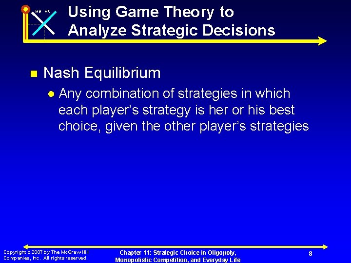 MB MC n Using Game Theory to Analyze Strategic Decisions Nash Equilibrium l Any