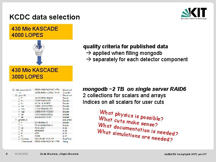 KCDC data selection 430 Mio KASCADE 4000 LOPES quality criteria for published data applied