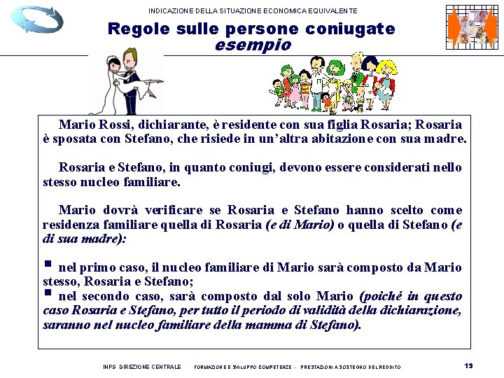 INDICAZIONE DELLA SITUAZIONE ECONOMICA EQUIVALENTE Regole sulle persone coniugate esempio Mario Rossi, dichiarante, è