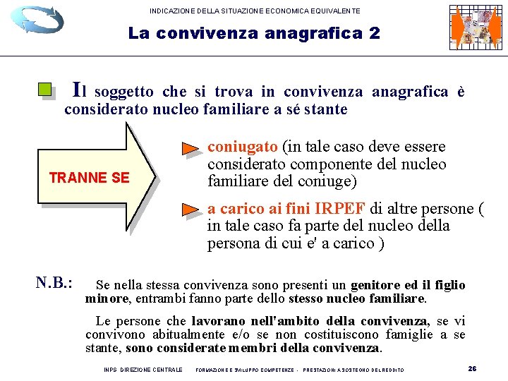 INDICAZIONE DELLA SITUAZIONE ECONOMICA EQUIVALENTE La convivenza anagrafica 2 Il soggetto che si trova