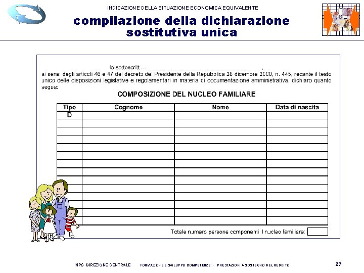 INDICAZIONE DELLA SITUAZIONE ECONOMICA EQUIVALENTE compilazione della dichiarazione sostitutiva unica INPS DIREZIONE CENTRALE FORMAZIONE