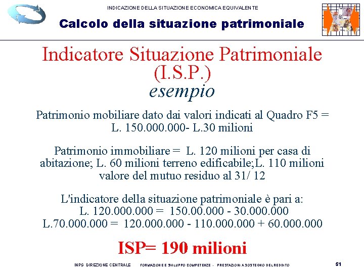 INDICAZIONE DELLA SITUAZIONE ECONOMICA EQUIVALENTE Calcolo della situazione patrimoniale Indicatore Situazione Patrimoniale (I. S.