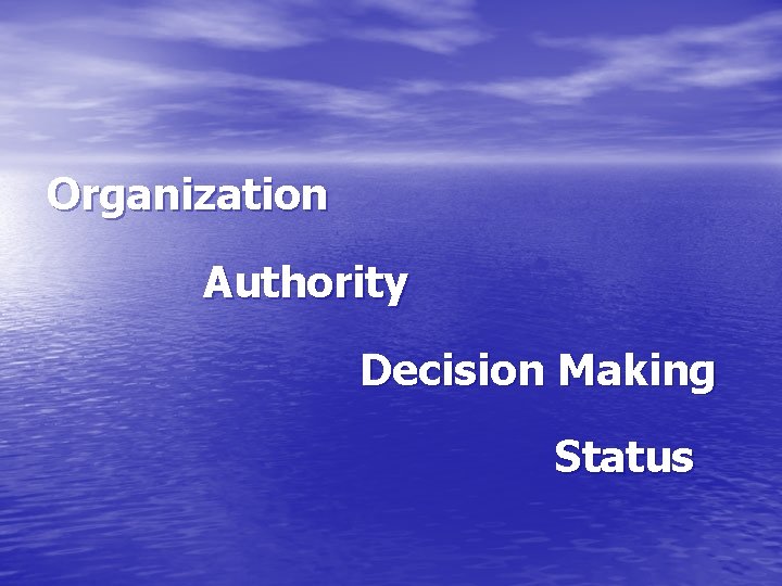 Organization Authority Decision Making Status 