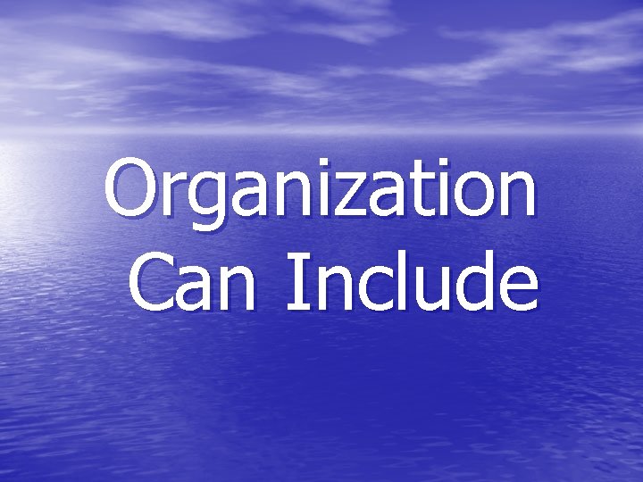 Organization Can Include 