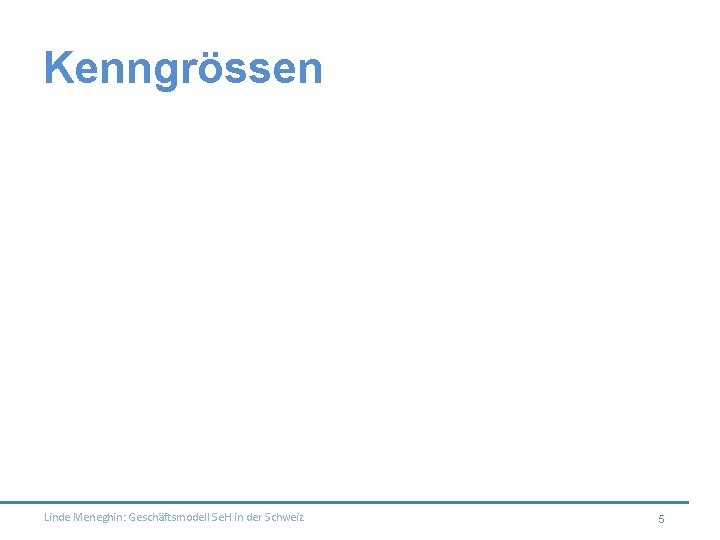 Kenngrössen Linde Meneghin: Geschäftsmodell Se. H in der Schweiz 5 