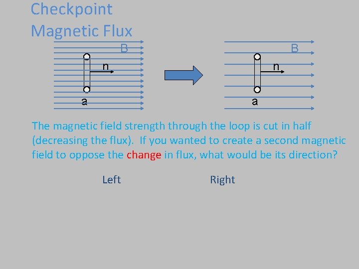 Checkpoint Magnetic Flux B B n n a a The magnetic field strength through