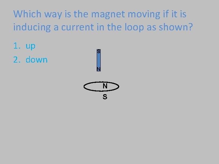 Which way is the magnet moving if it is inducing a current in the