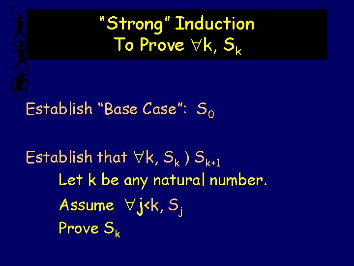 “Strong” Induction To Prove k, Sk Establish “Base Case”: S 0 Establish that k,