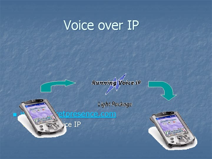 Voice over IP n www. pocketpresence. com n running voice IP 