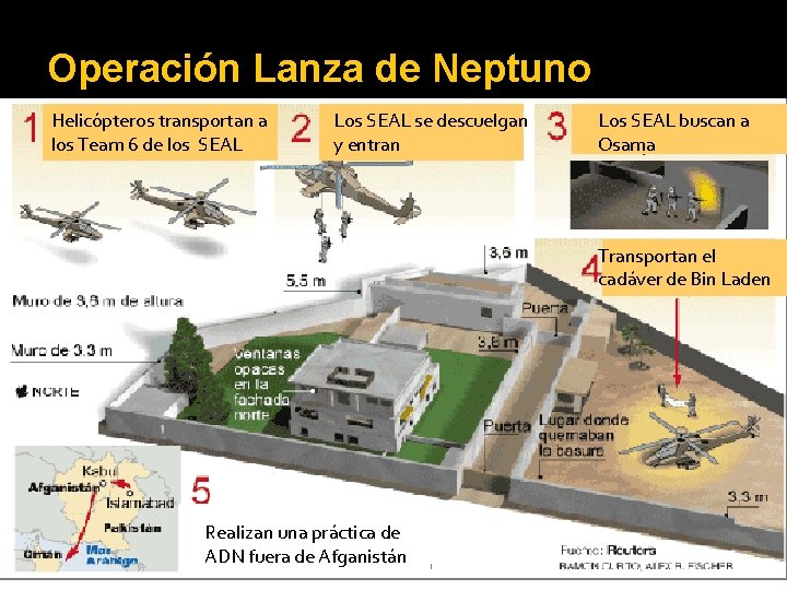 Operación Lanza de Neptuno Helicópteros transportan a los Team 6 de los SEAL Los