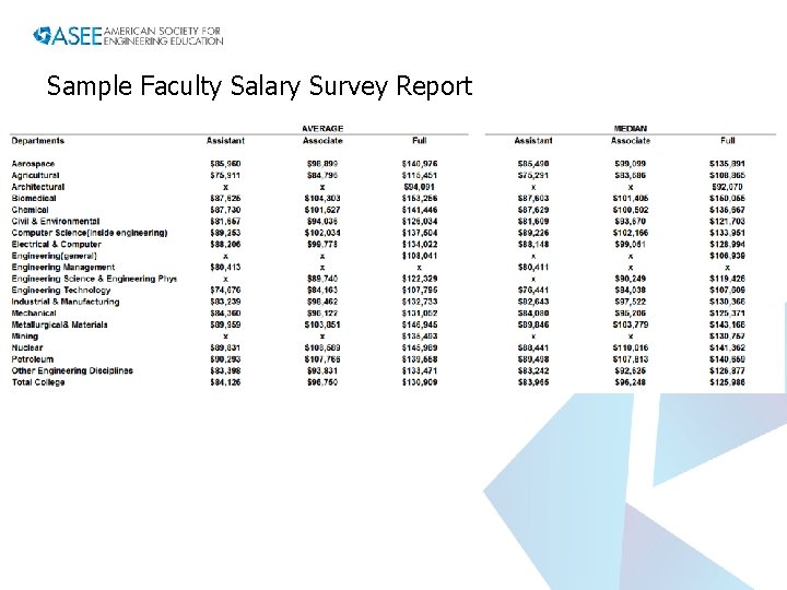 Sample Faculty Salary Survey Report 