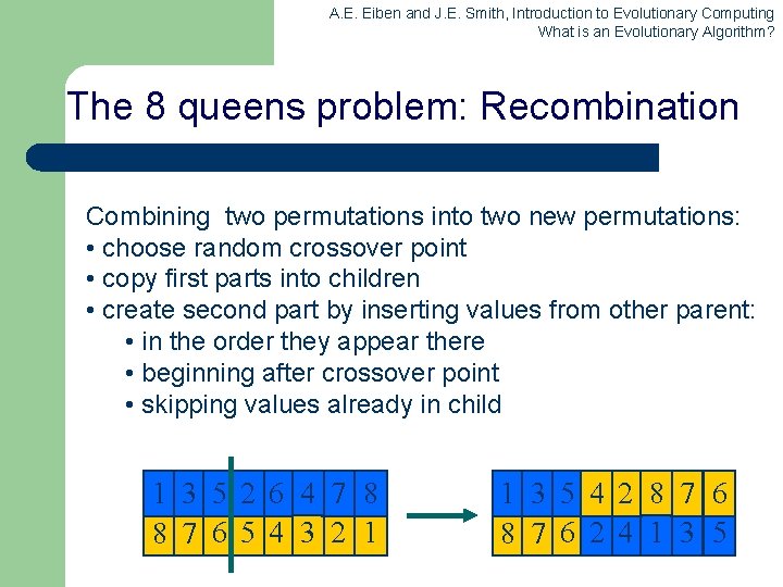 A. E. Eiben and J. E. Smith, Introduction to Evolutionary Computing What is an