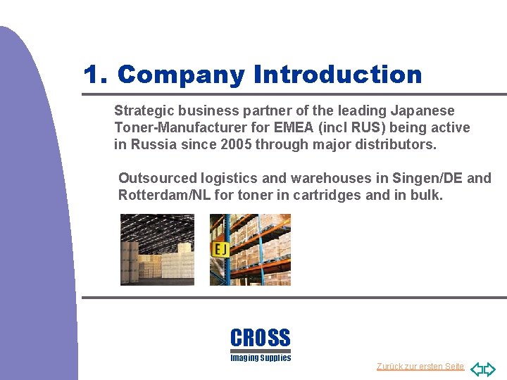 1. Company Introduction Strategic business partner of the leading Japanese Toner-Manufacturer for EMEA (incl