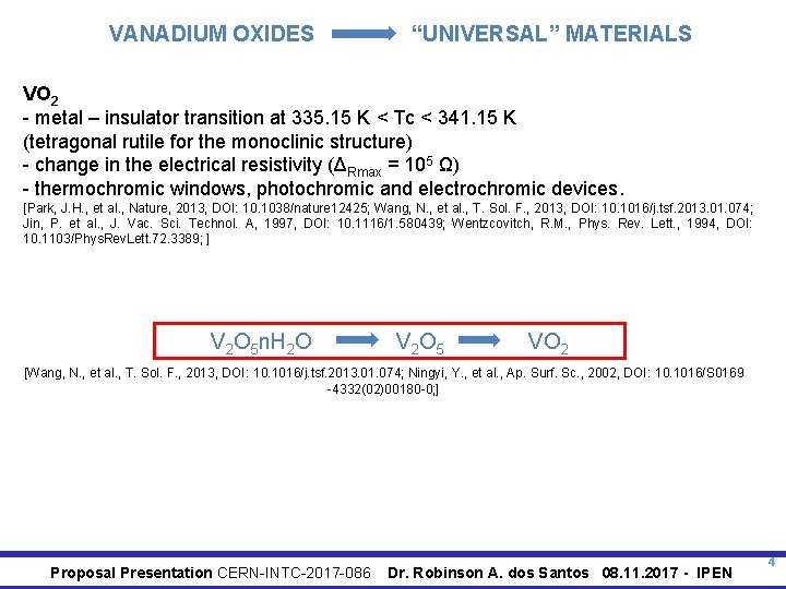 VANADIUM OXIDES “UNIVERSAL” MATERIALS VO 2 - metal – insulator transition at 335. 15