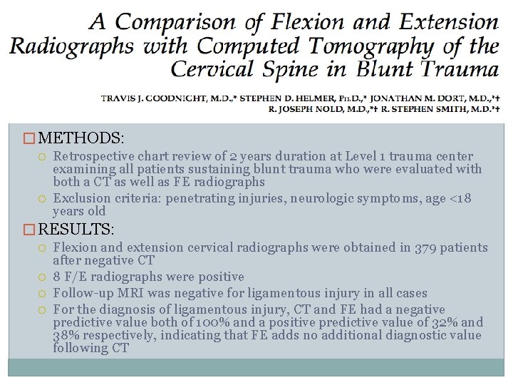 � METHODS: Retrospective chart review of 2 years duration at Level 1 trauma center