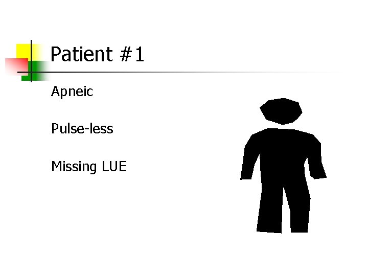 Patient #1 Apneic Pulse-less Missing LUE 