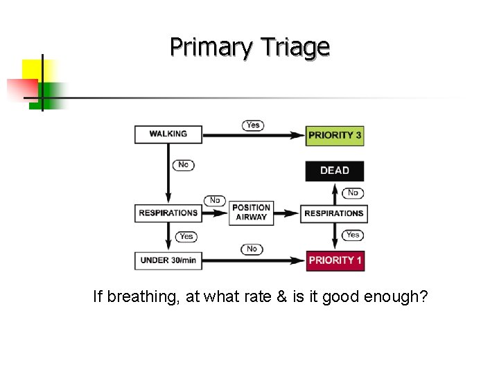 Primary Triage If breathing, at what rate & is it good enough? 