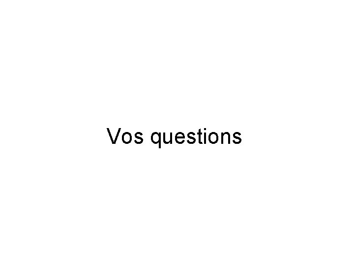 Vos questions 