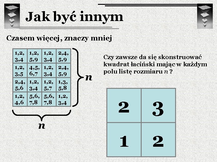 Jak być innym Czasem więcej, znaczy mniej 1, 2, 3, 4 1, 2, 3,