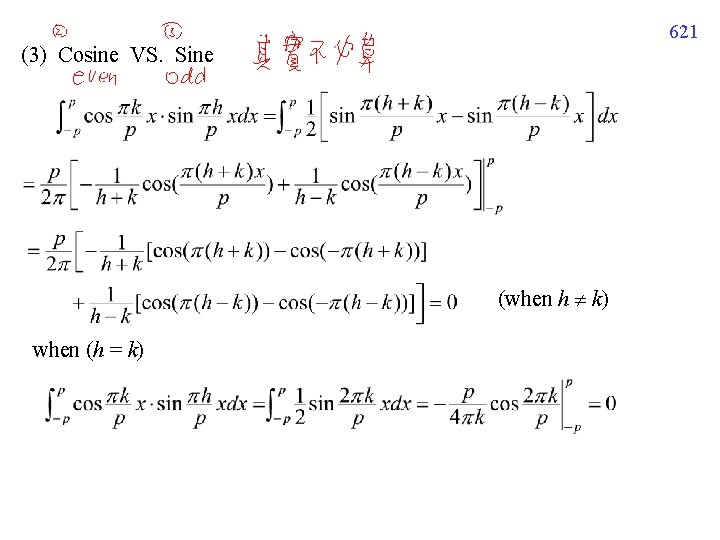 621 (3) Cosine VS. Sine (when h k) when (h = k) 621 (3) Cosine VS. Sine (when h k) when (h = k)