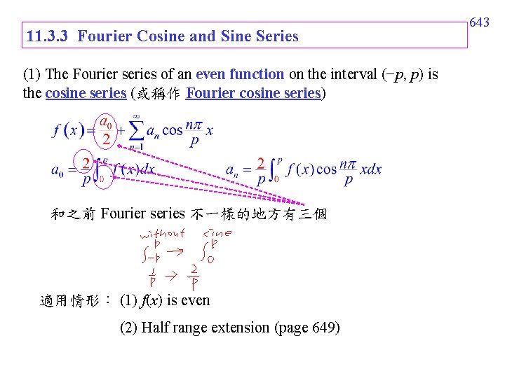 11. 3. 3 Fourier Cosine and Sine Series (1) The Fourier series of an 11. 3. 3 Fourier Cosine and Sine Series (1) The Fourier series of an