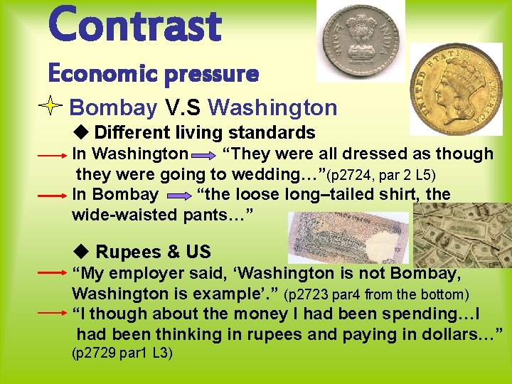 Contrast Economic pressure Bombay V. S Washington ◆ Different living standards In Washington “They Contrast Economic pressure Bombay V. S Washington ◆ Different living standards In Washington “They