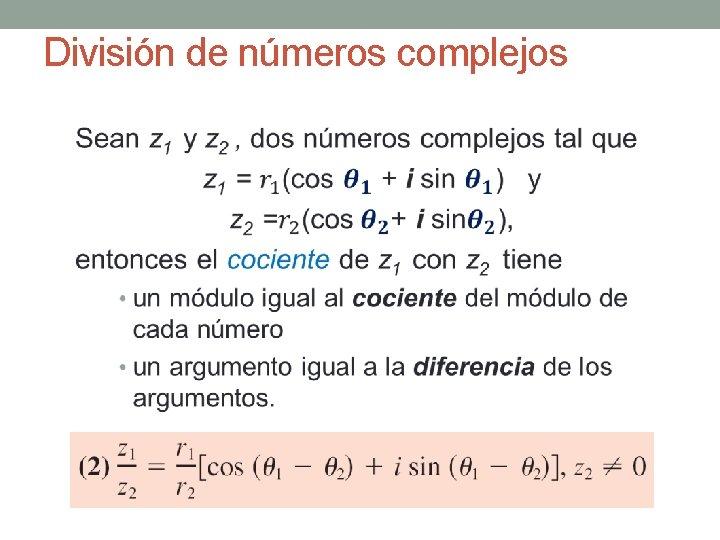 División de números complejos 