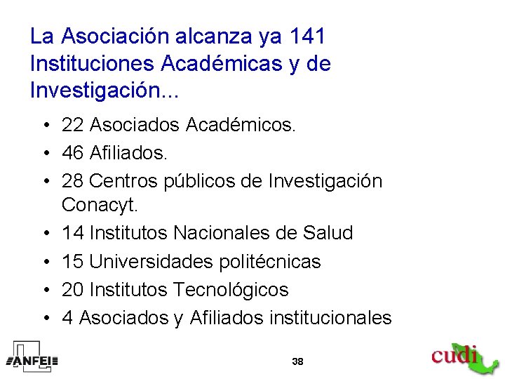 La Asociación alcanza ya 141 Instituciones Académicas y de Investigación. . . • 22