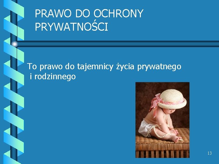 PRAWO DO OCHRONY PRYWATNOŚCI To prawo do tajemnicy życia prywatnego i rodzinnego 13 PRAWO DO OCHRONY PRYWATNOŚCI To prawo do tajemnicy życia prywatnego i rodzinnego 13