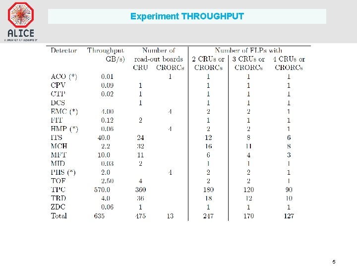 Experiment THROUGHPUT 5 