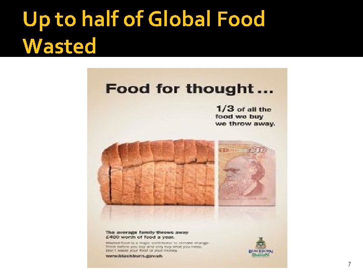 Up to half of Global Food Wasted 7 