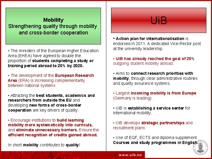 Mobility Strengthening quality through mobility and cross-border cooperation Ui. B • Action plan for