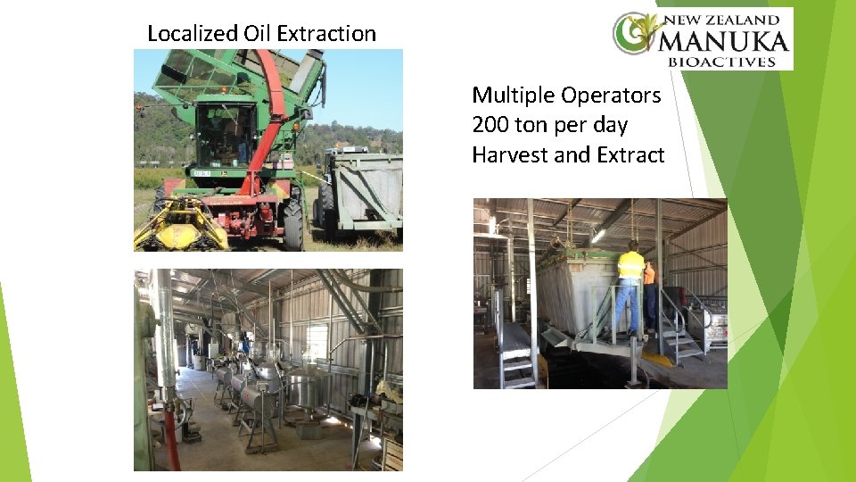 Localized Oil Extraction Multiple Operators 200 ton per day Harvest and Extract 