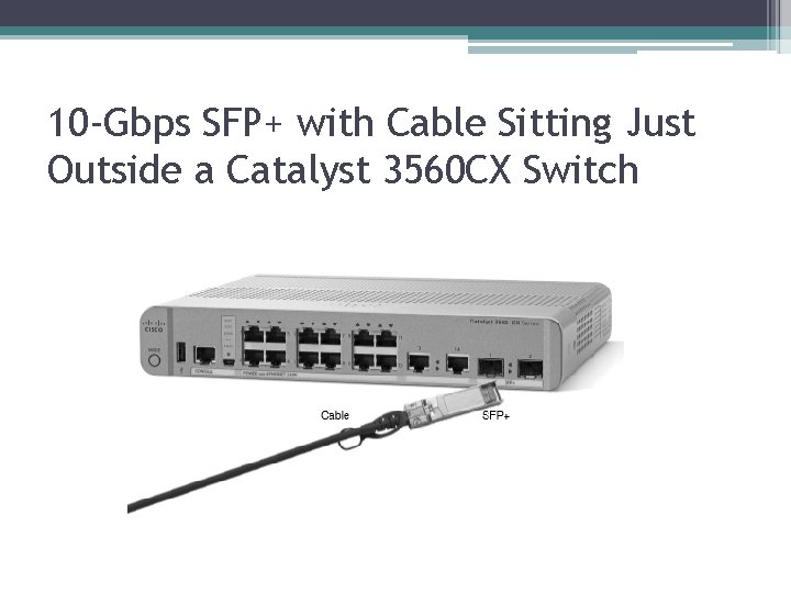 10 -Gbps SFP+ with Cable Sitting Just Outside a Catalyst 3560 CX Switch 